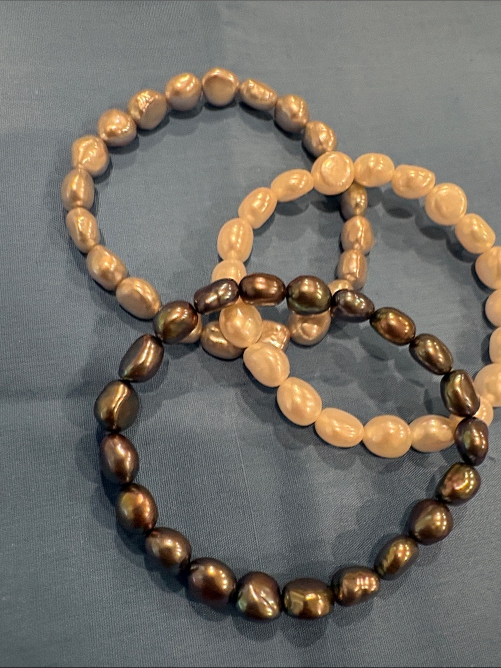 Genuine Honora  Pearl Stretch Bracelet Set of three - Picture 2 of 3